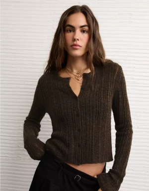 AE Fitted Crew Neck Cardigan