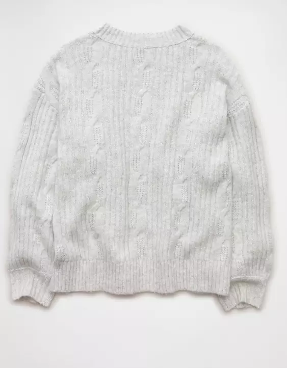 AE Whoa So Soft Notch Neck Cable Sweater - Image 4