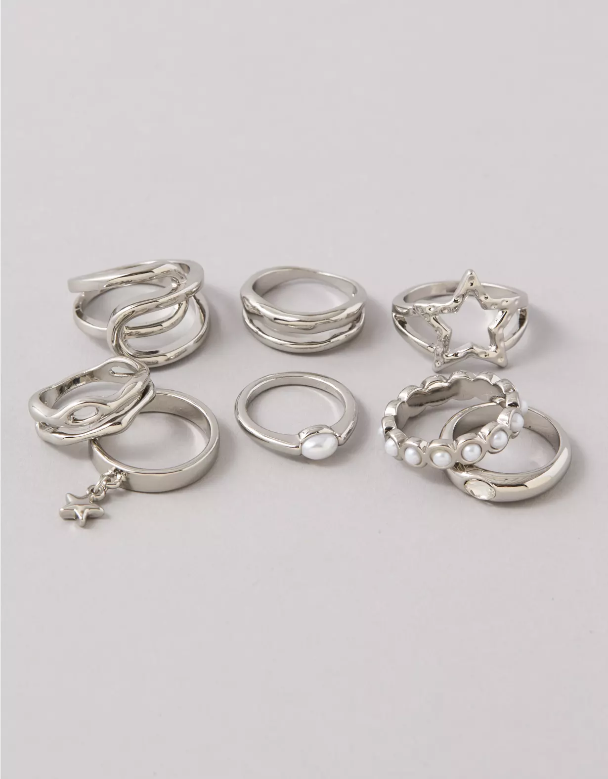 AE Silver Rings 8-Pack