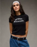 AE Detroit Michigan Graphic Hey Baby Tee