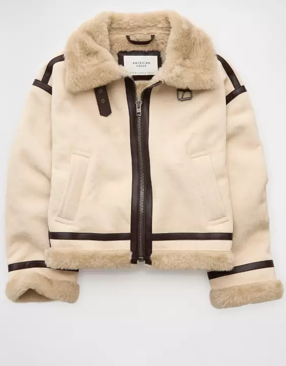 AE Cropped Corduroy Bomber Jacket - Image 4