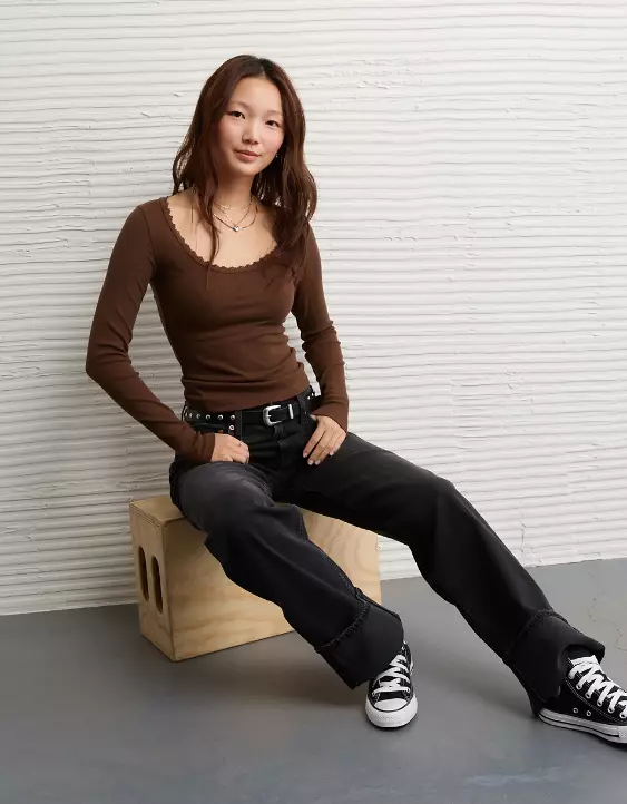 AE Lace-Trim Long Sleeve T-Shirt - Image 5