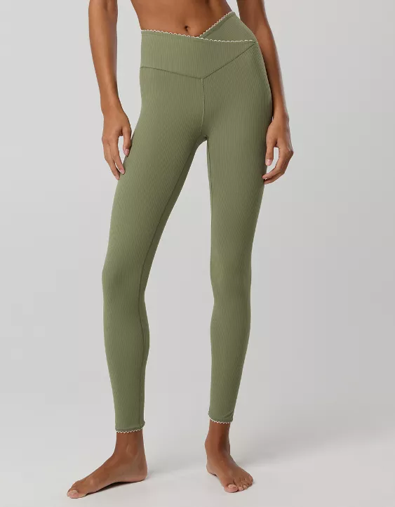OFFLINE By Aerie Real Me XTRA Ribbed Picot Trim Crossover Legging - Image 5