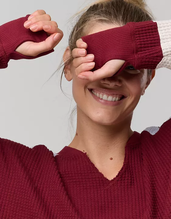 OFFLINE By Aerie Wow! Waffle Notch Neck Long Sleeve T-Shirt - Image 7