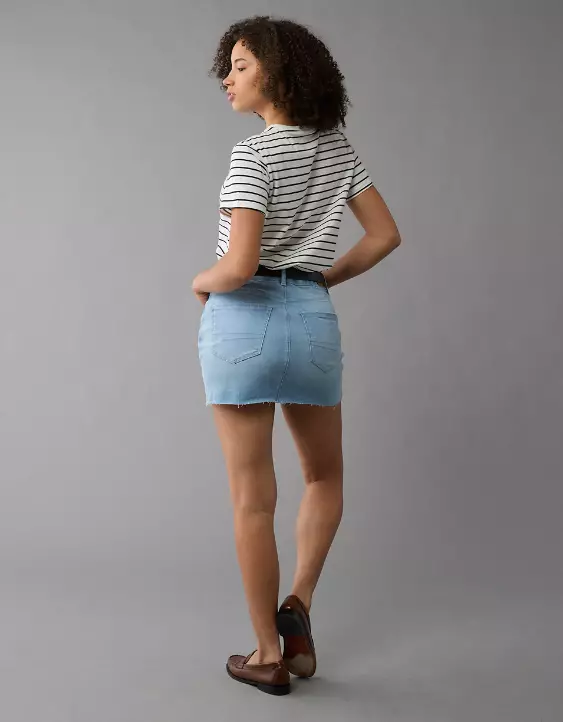 AE Next Level Curvy High-Waisted Denim Mini Skirt - Image 2