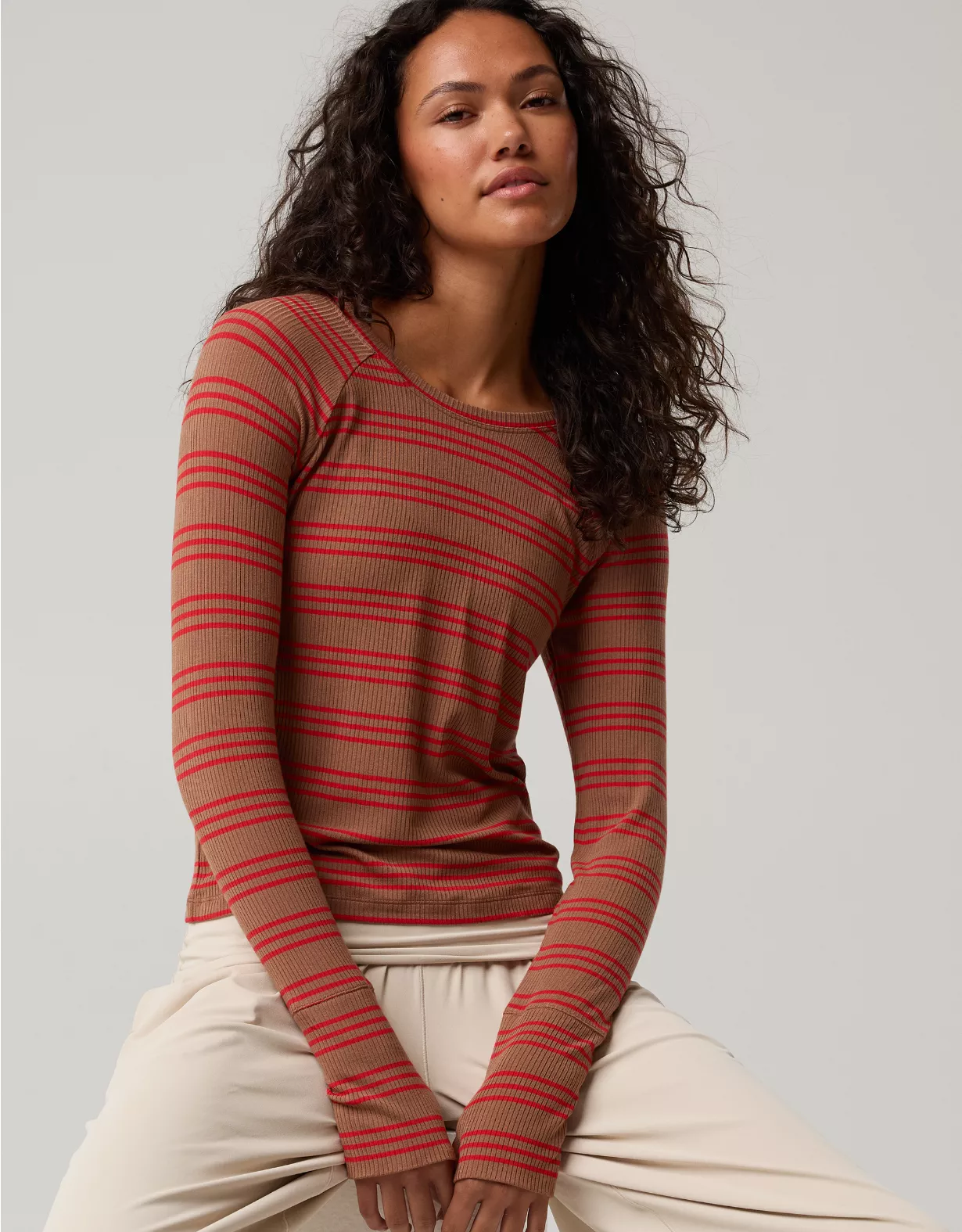 OFFLINE By Aerie Thumbs Up Fitted Ribbed T-Shirt