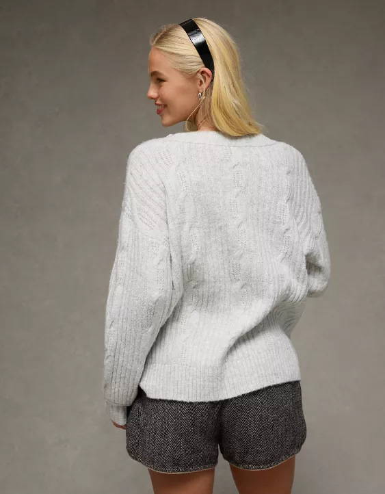 AE Whoa So Soft Notch Neck Cable Sweater - Image 2