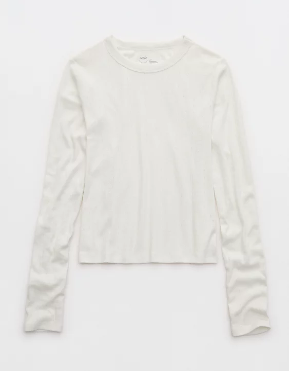 Aerie Pointelle Long Sleeve Top - Image 3
