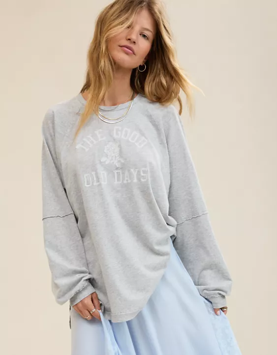 Aerie Cozy Long Sleeve Oversized Boyfriend T-Shirt - Image 5