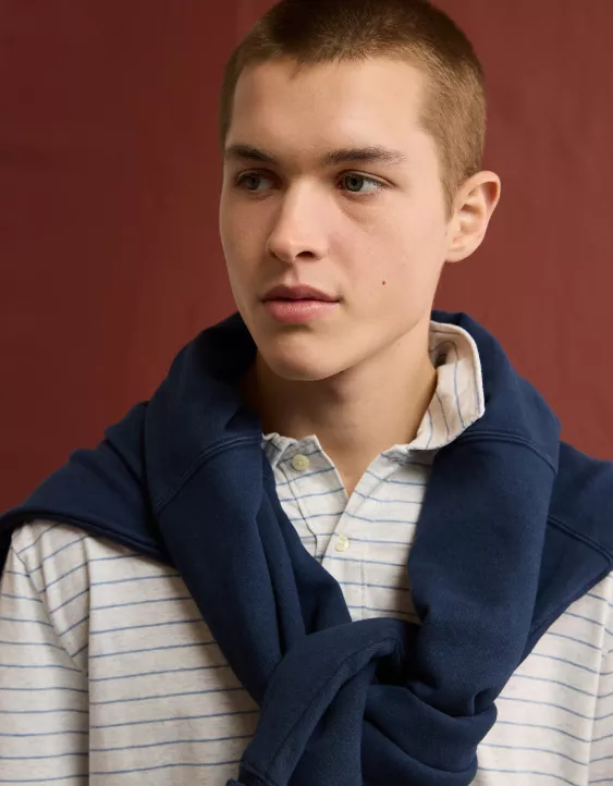 AE 24/7 Club Logo Striped Polo Shirt - Image 7