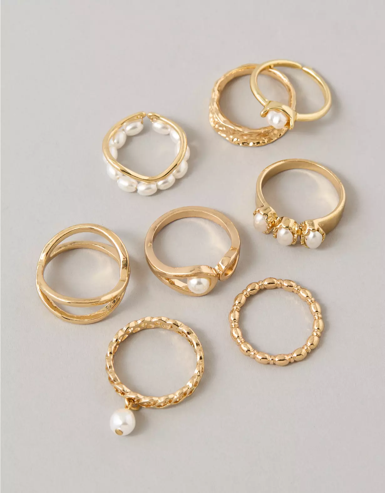 AE Pearl & Gold Rings 8-Pack - Image 2
