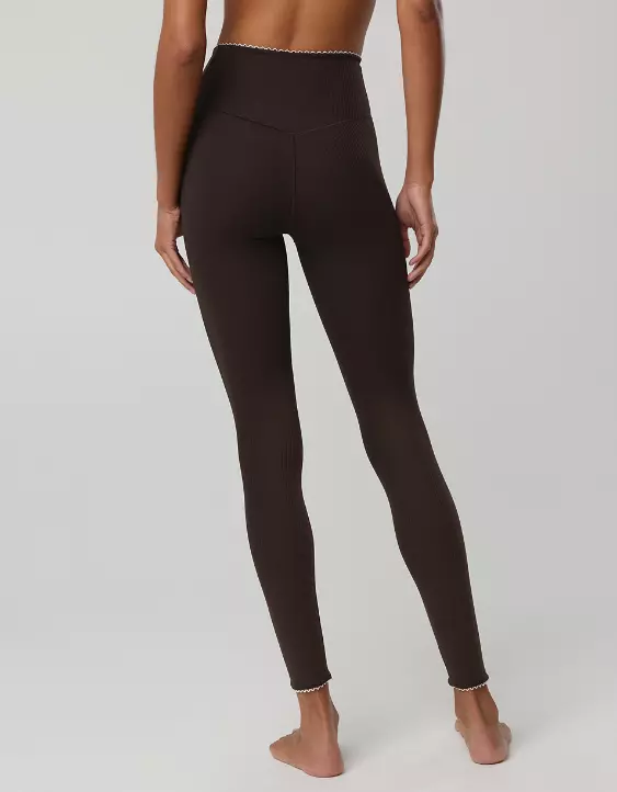 OFFLINE By Aerie Real Me XTRA Ribbed Picot Trim Crossover Legging - Image 2