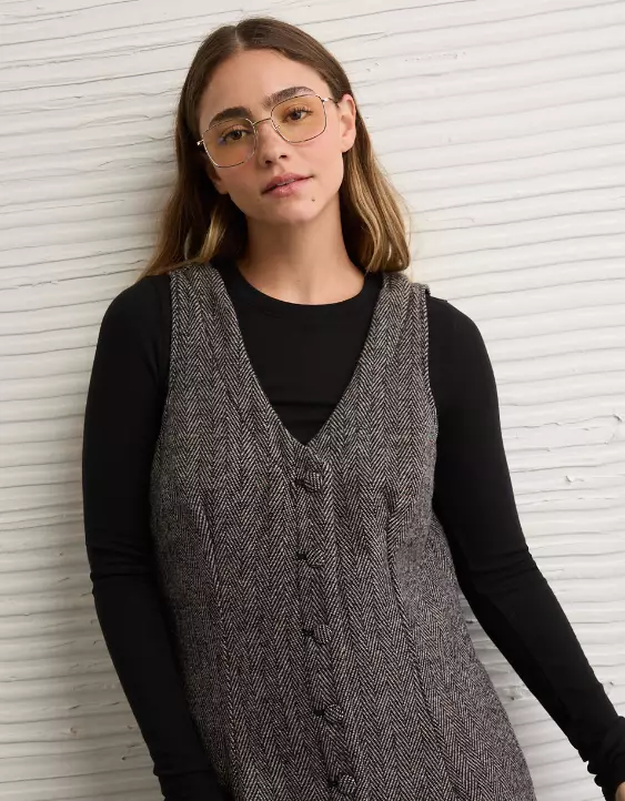 AE Button-Front Pinafore Mini Dress - Image 6