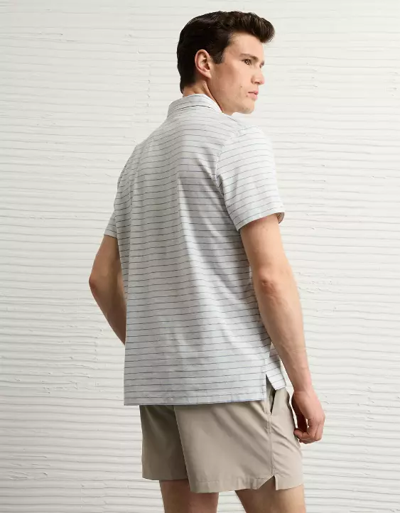 AE 24/7 Club Logo Striped Polo Shirt - Image 2