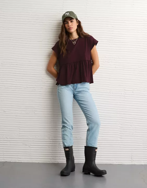 AE Sunchaser Knit Tie Back Babydoll T-Shirt - Image 5