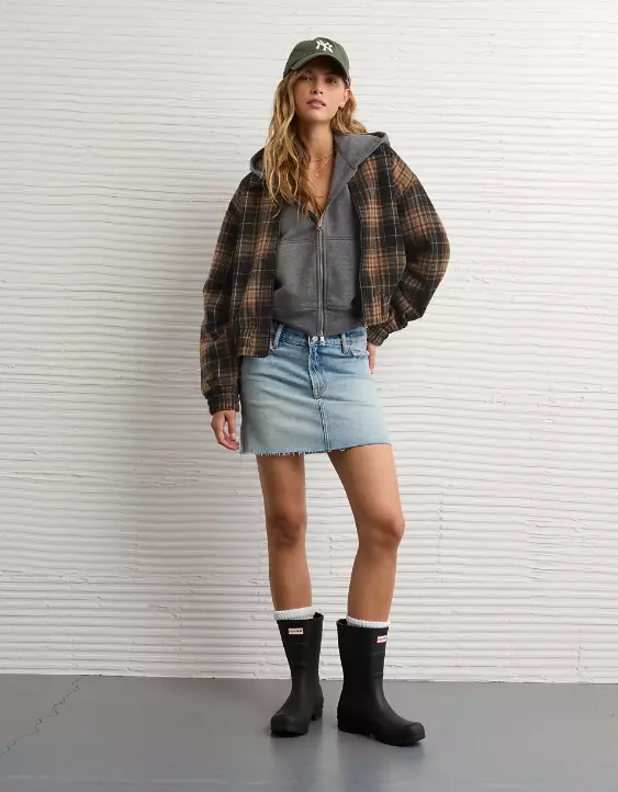 AE Plaid Bubble Bomber Jacket - Image 5