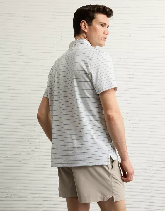 AE 24/7 Club Logo Striped Polo Shirt - Image 2