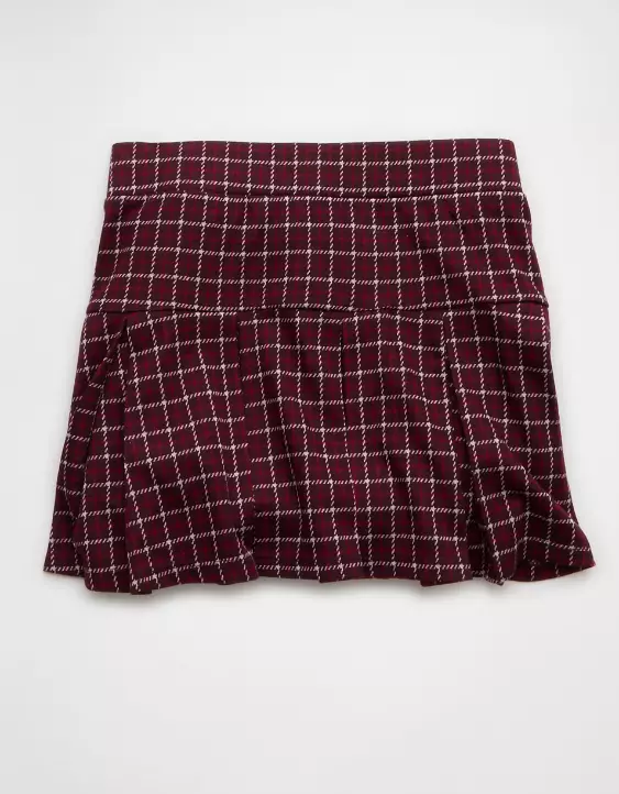 AE It Knit Low-Rise Pleated Plaid Skort - Image 3