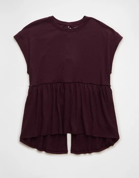 AE Sunchaser Knit Tie Back Babydoll T-Shirt - Image 3