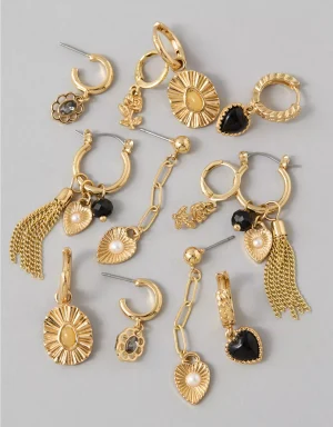 AE Black & Gold Earrings 6-Pack