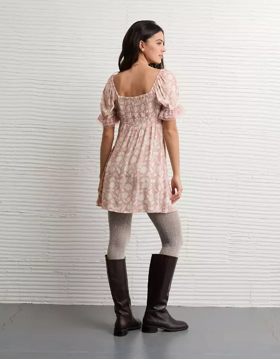 AE Printed Lace Tie Front Mini Dress - Image 2