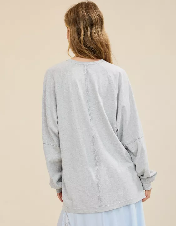 Aerie Cozy Long Sleeve Oversized Boyfriend T-Shirt - Image 2