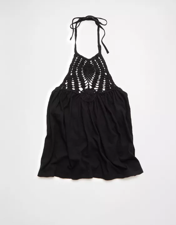 AE Sunchaser Knit Crochet Halter Top - Image 3