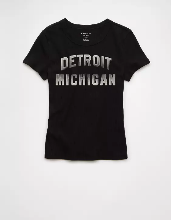 AE Detroit Michigan Graphic Hey Baby Tee - Image 3