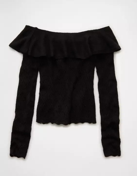 AE Ruffle Off-The-Shoulder Sweater - Image 4