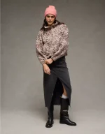 AE Sherpa Fleece Graphic Henley Sweatshirt