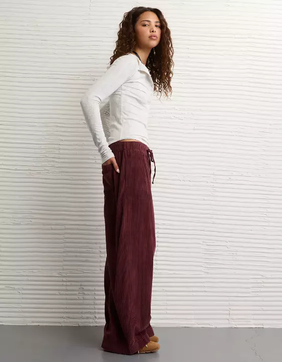 AE Stretch Corduroy Low-Rise Baggy Wide-Leg Pant - Image 5