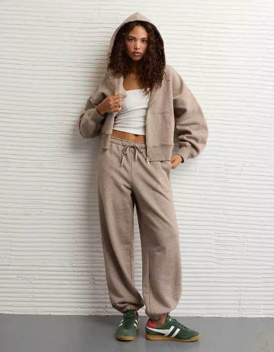 AE Everyday Luxe Barrel Sleeve Full Zip Hoodie - Image 5