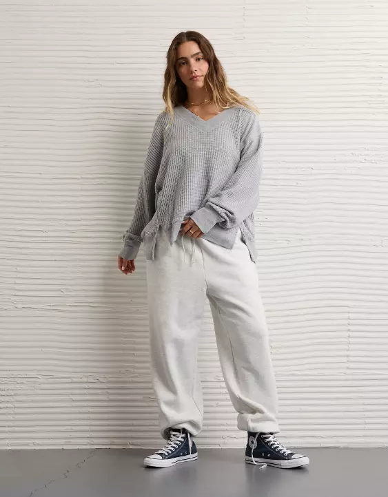 AE Big Hug V-Neck Waffle Sweatshirt - Image 5