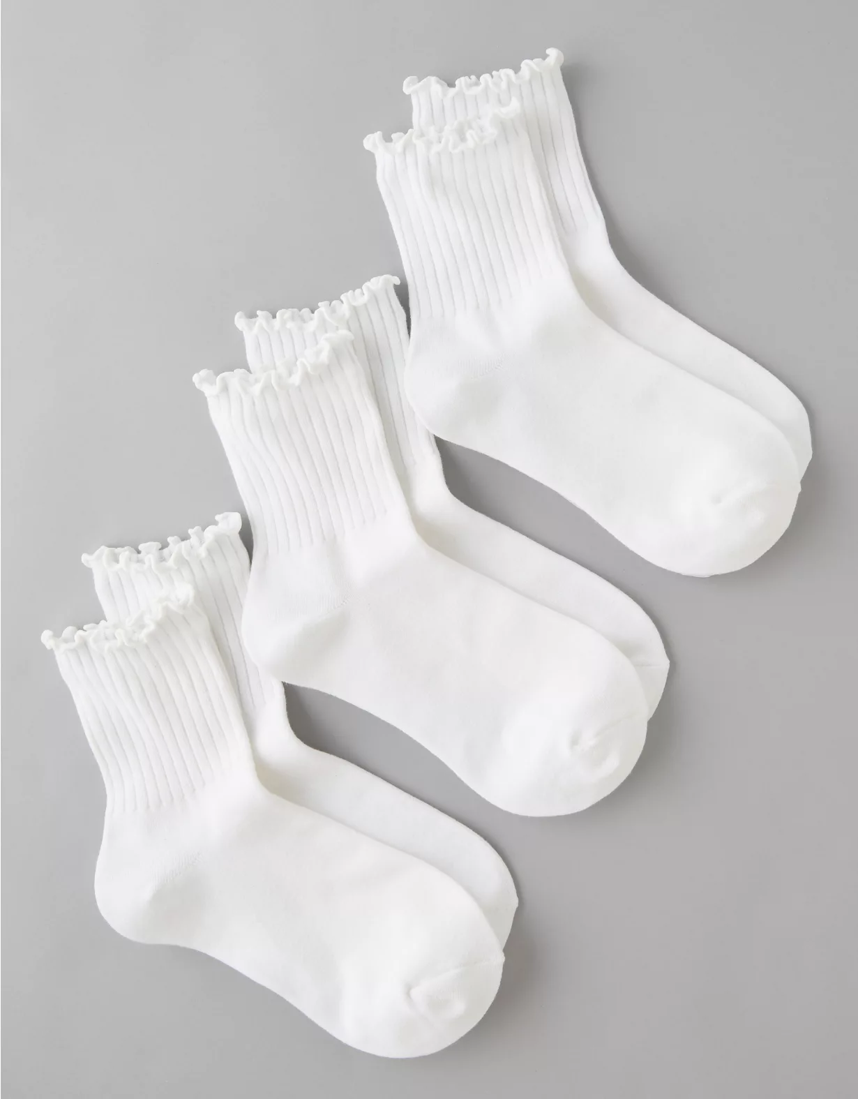 AE Ruffle Cropped Crew Socks 3-Pack - Image 2