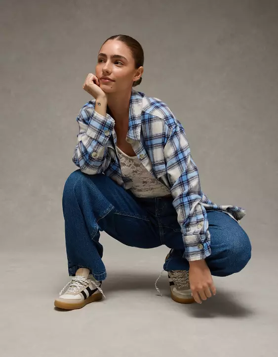 AE Plaid Button-Up Shirt - Image 7