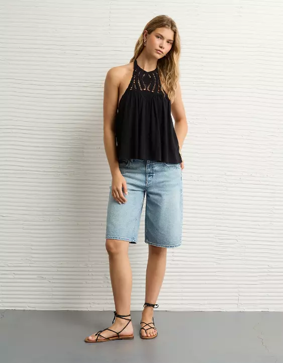 AE Sunchaser Knit Crochet Halter Top - Image 7