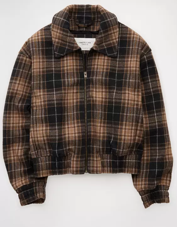 AE Plaid Bubble Bomber Jacket - Image 3