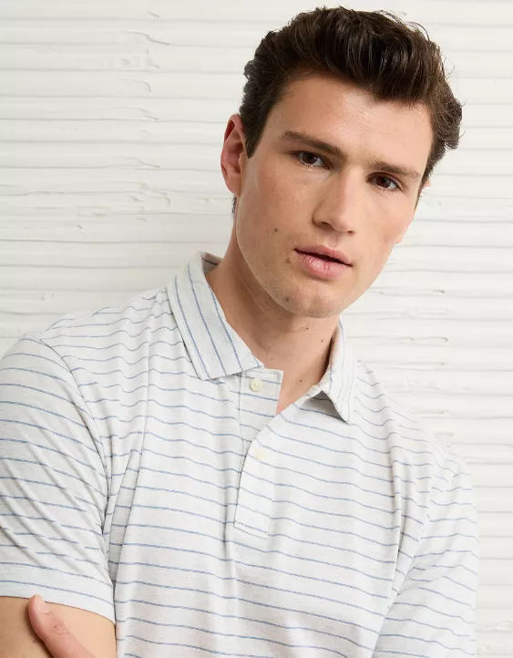 AE 24/7 Club Logo Striped Polo Shirt - Image 5