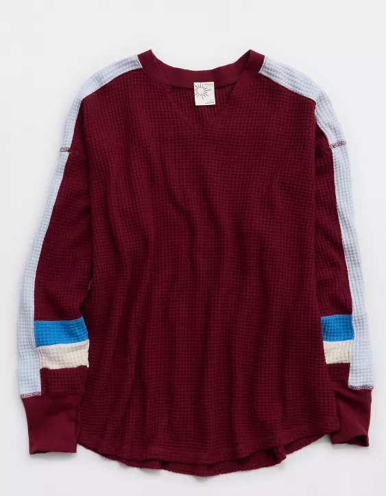 OFFLINE By Aerie Wow! Waffle Notch Neck Long Sleeve T-Shirt - Image 4