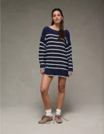 AE Striped Boat Neck Mini Sweater Dress