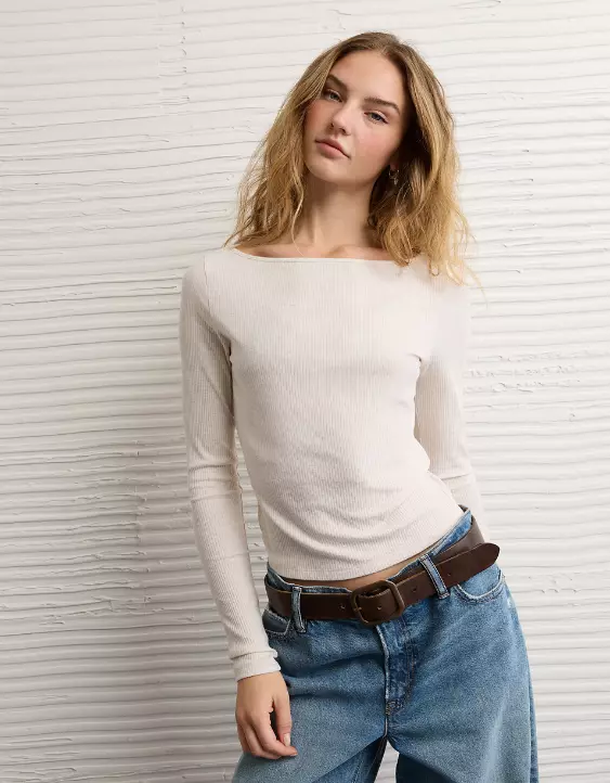 AE Long Sleeve Boatneck Baby Tee - Image 5