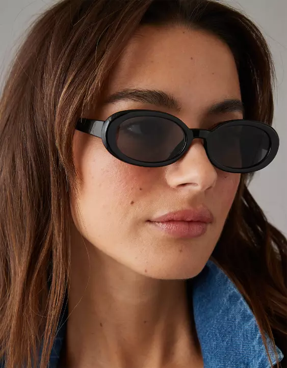 AE Black Oval Sunglasses - Image 2