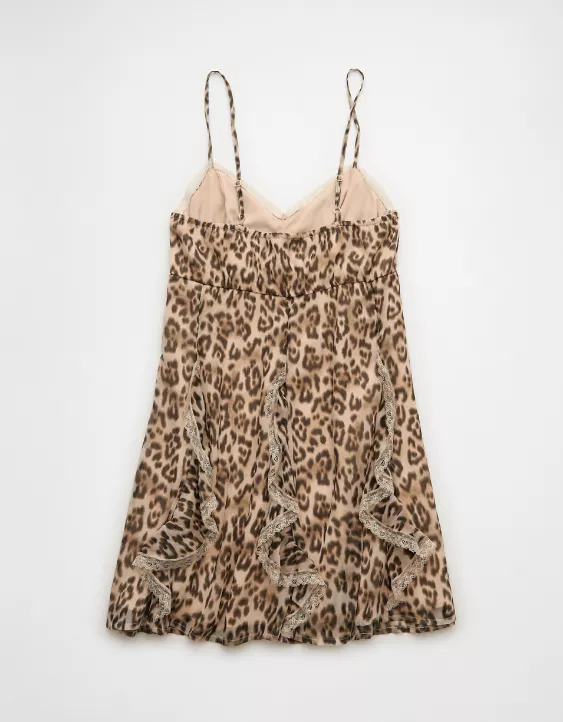 AE V-Neck Ruffled Leopard Print Mini Dress - Image 4