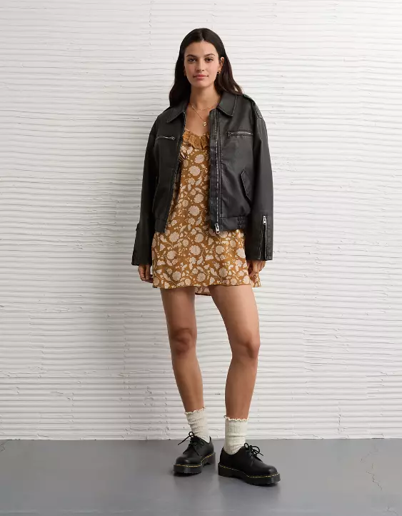 AE Printed Lace Tie Front Mini Dress - Image 5