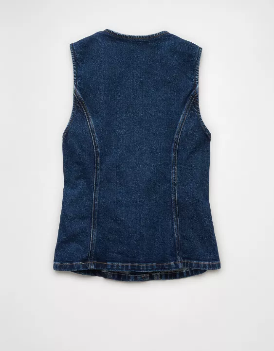 AE Crew Neck Button-Up Denim Vest - Image 4