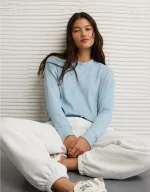 AE Long-Sleeve Waffle Plush Crew Neck Tee