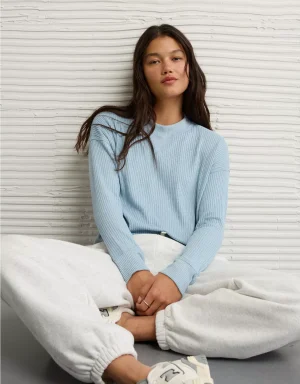 AE Long-Sleeve Waffle Plush Crew Neck Tee