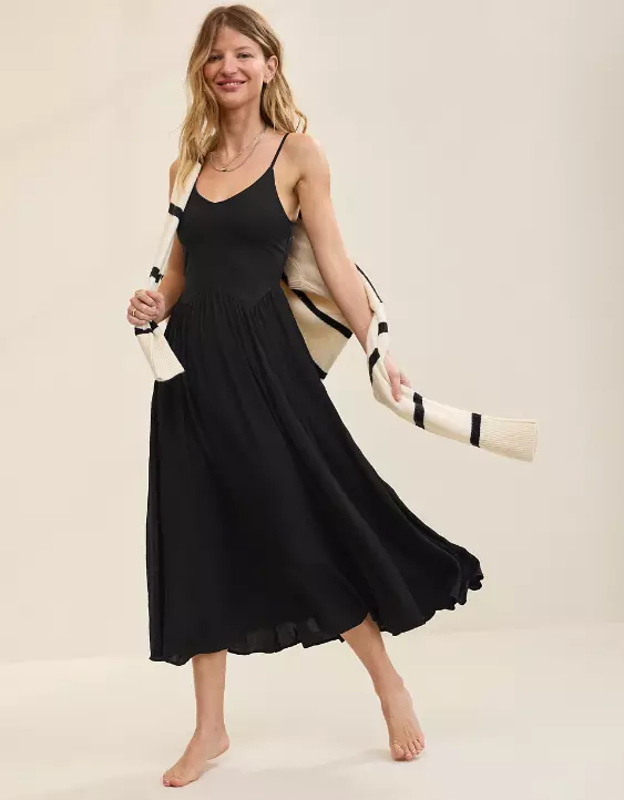 Aerie Satin At The Barre Dress - Image 5