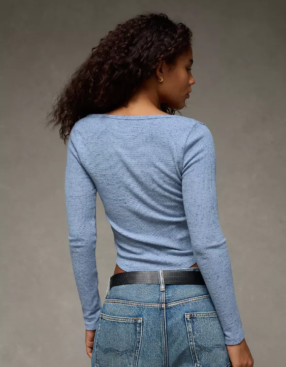 AE Waffle Long Sleeve Button-Up Tee - Image 2