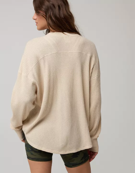 OFFLINE By Aerie Wow! Waffle Notch Neck Long Sleeve T-Shirt - Image 2